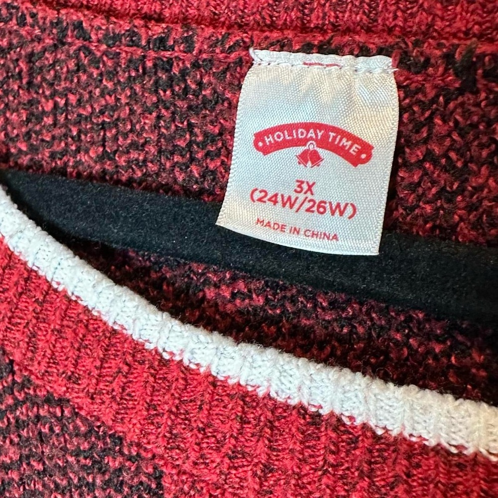 Holiday Time Red and Black Plaid Sweater 3X - Picture 3 of 4